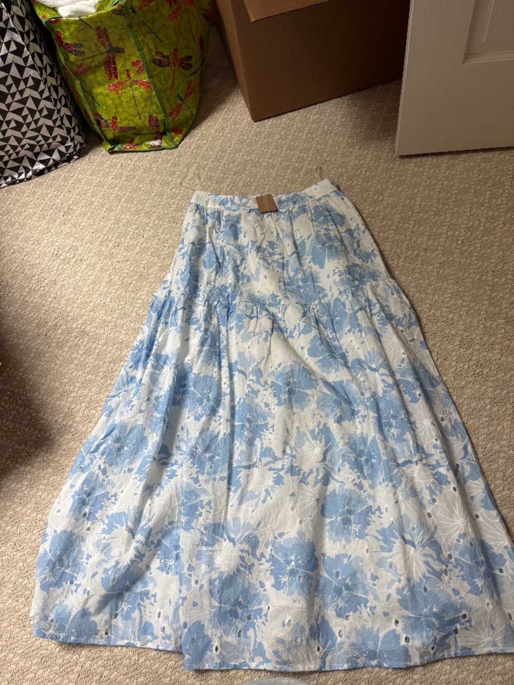 Blue and White Floral Maxi Skirt Size Small - Picture 1 of 2